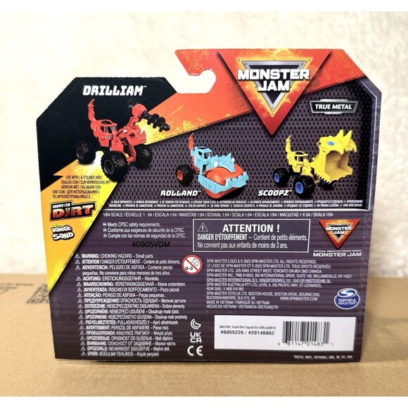 Set of 2 Monster Jam Dirt Squad Trucks — Rollan, Drilliam & Scoopz Series 10 NEW - Picture 5 of 7